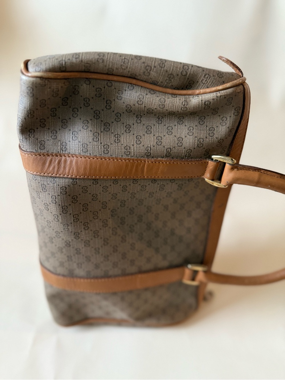 VTG Gucci Brown Monogram Canvas Leather Handbag - Picture 15 of 16